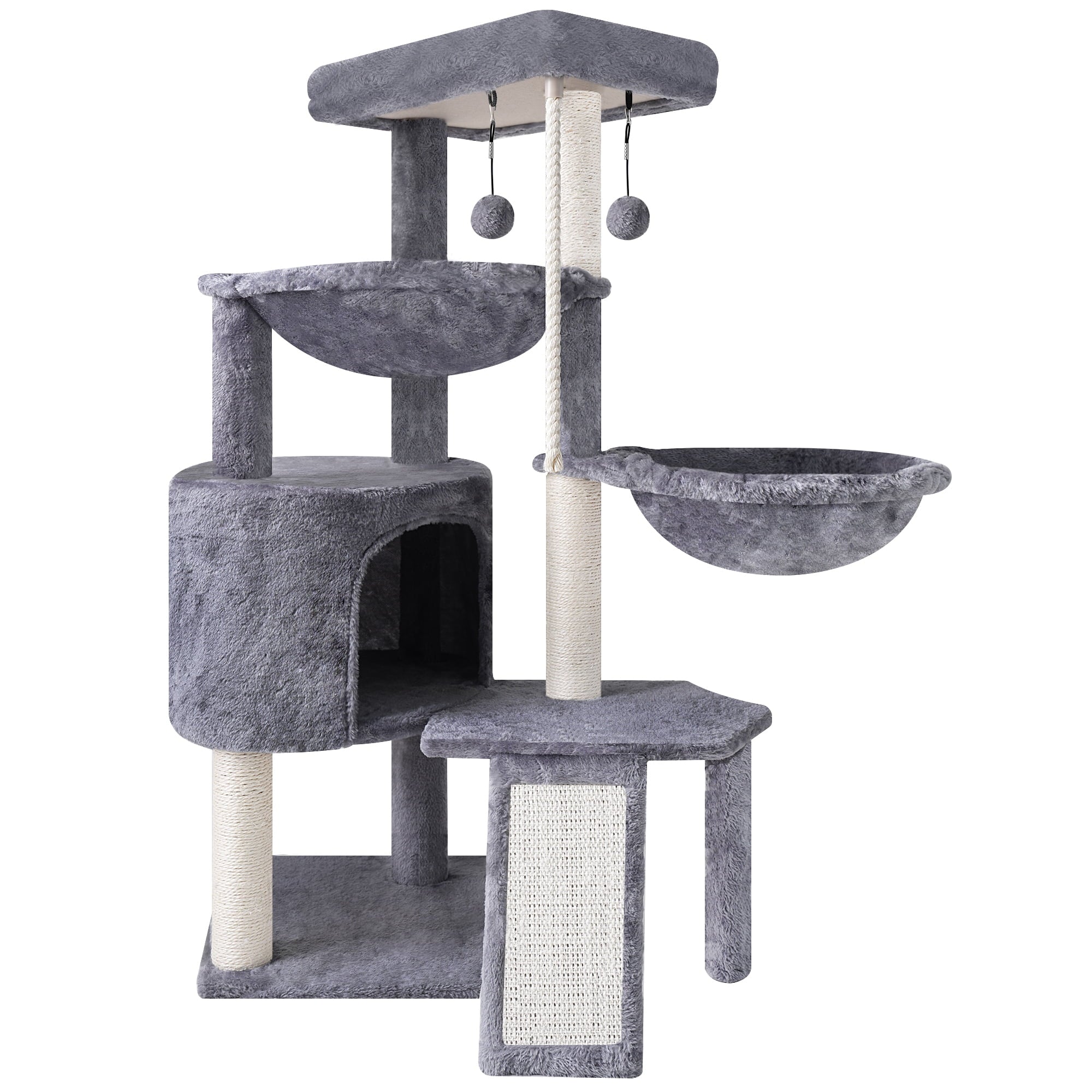 Premium 37.4" Multi-Level Cat Activity Tower | Grey Cat Tree with Condo, Hammocks & Scratching Posts