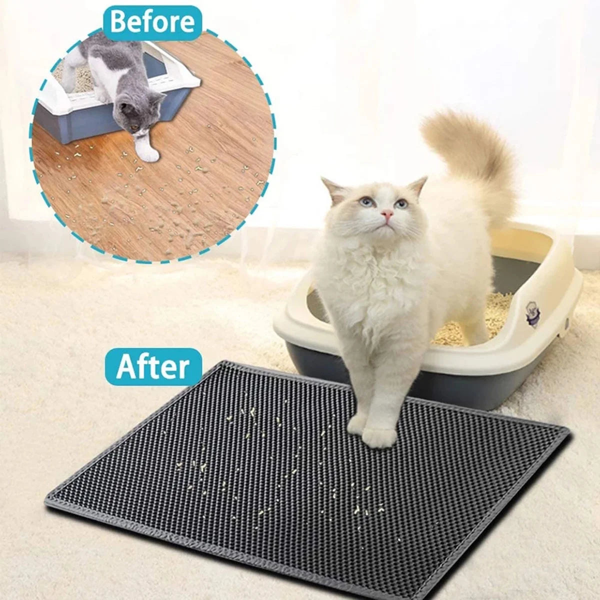 Cat Litter Trapping Mat with Waterproof Honeycomb Design for Effortless Cleaning