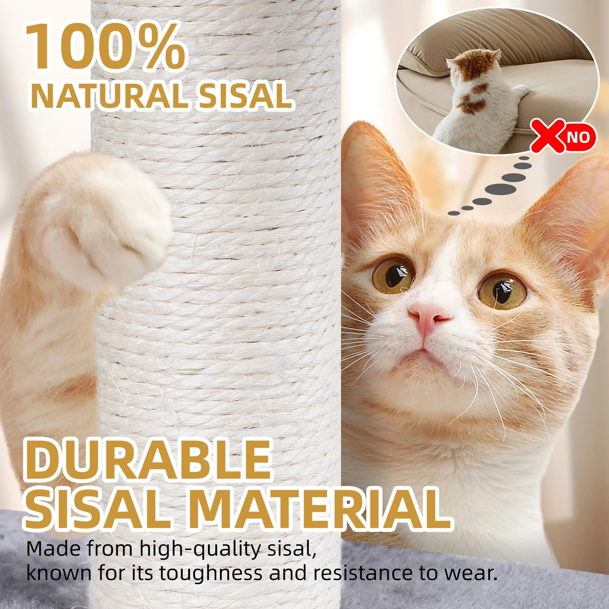 Premium 37.4" Multi-Level Cat Activity Tower | Grey Cat Tree with Condo, Hammocks & Scratching Posts