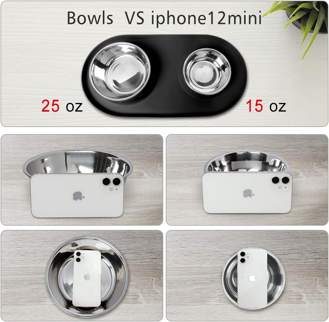 Stainless Steel Double Dog and Cat Bowls with No-Spill Non-Skid Silicone Mat - Pet Food and Water Feeder for Small to Large Dogs, Puppies, and Pets