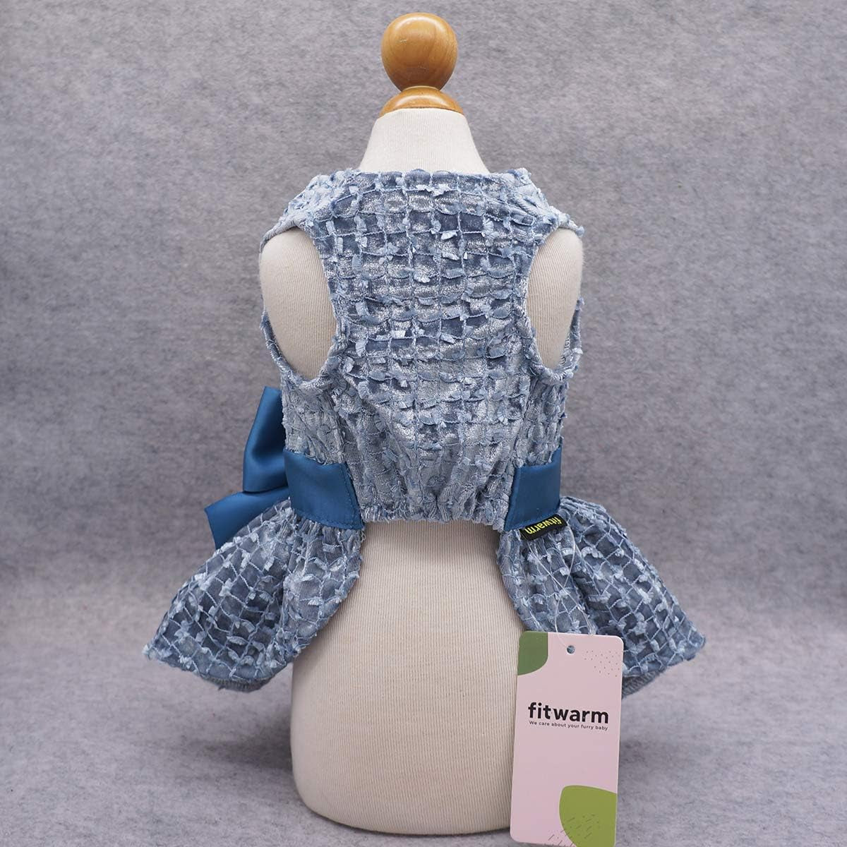 Medium Blue Embroidered Dog Dress - Elegant Puppy Prom Gown for Cats and Dogs, Perfect for Birthday Parties