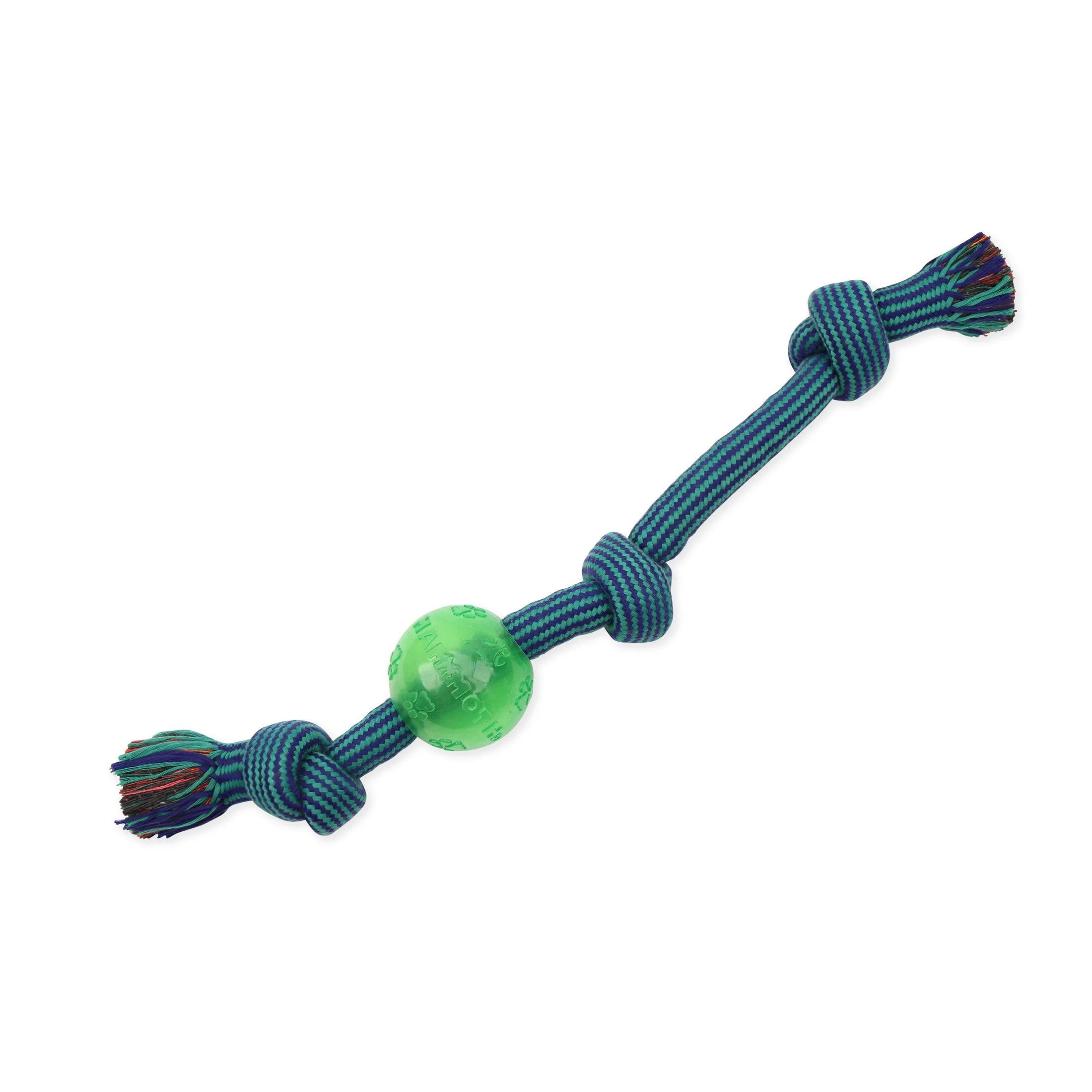 Flossy Chews Large 20" Extra 3 Knot Tug Dog Toy with TPR Ball Rope