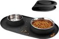 Stainless Steel Double Dog and Cat Bowls with No-Spill Non-Skid Silicone Mat - Pet Food and Water Feeder for Small to Large Dogs, Puppies, and Pets