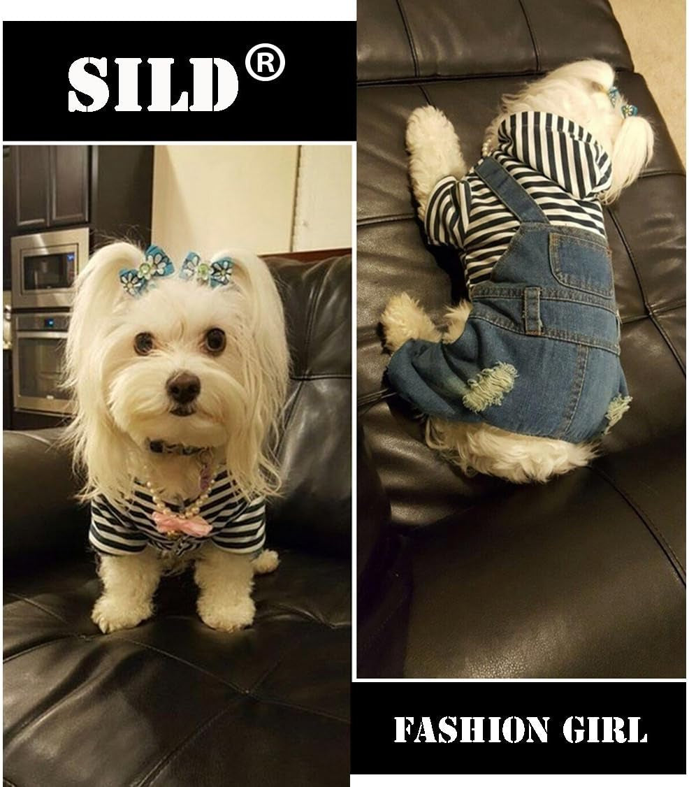 Denim Jumpsuit for Dogs - Vintage Washed Blue Hoodie Jacket for Small to Medium Breeds